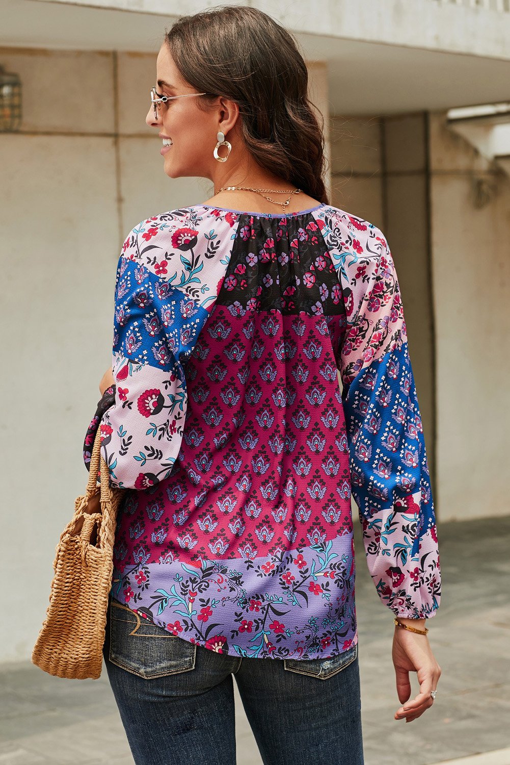 Purple Gypsy Floral Print Peasant Blouse – Divas Fashions