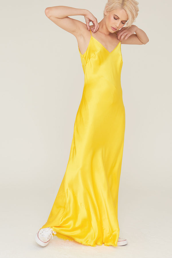 yellow dress silk