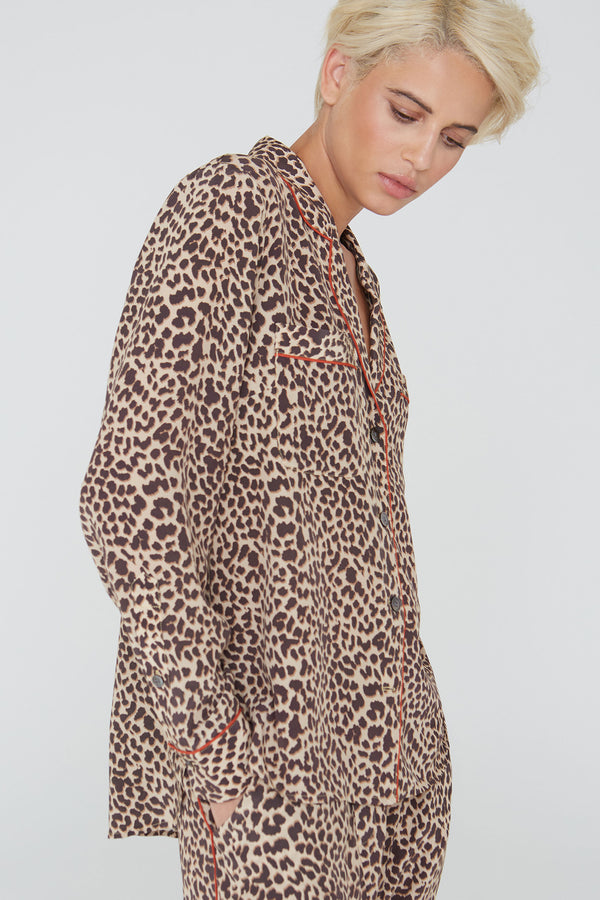 wild print silk shirt