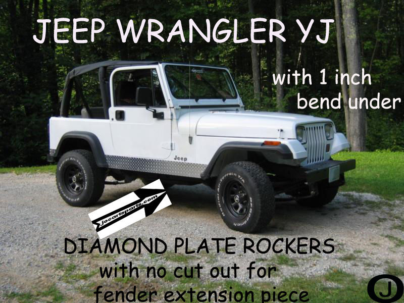 JEEP YJ Wrangler Diamond plate Rocker Panels no cut outs & / 90° 1