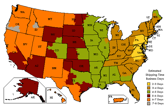 Estimate Shipping Times Map