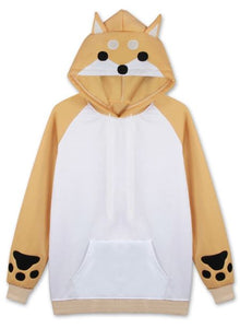 shiba inu hooded plush sweater