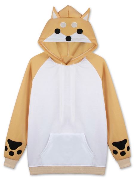 shiba inu hooded plush sweatshirt