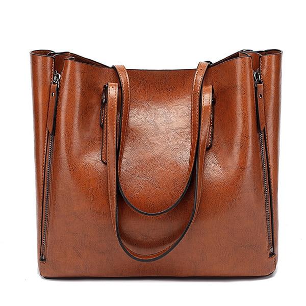 leather totes with zipper closure