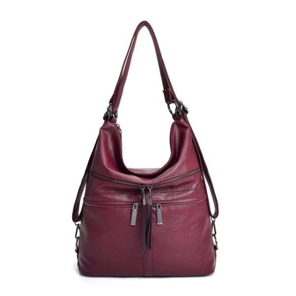 purple leather backpack purse