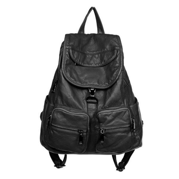 black leather rucksack womens