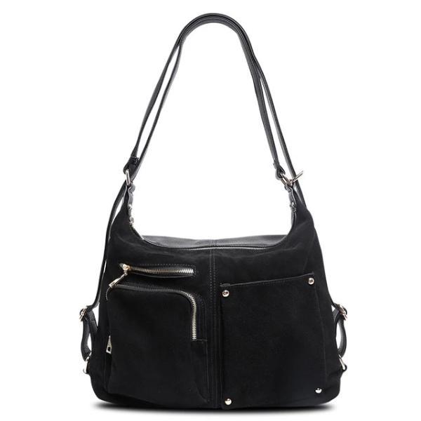 black suede backpack women's