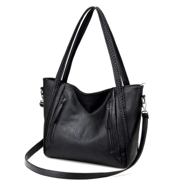 black leather tote purse