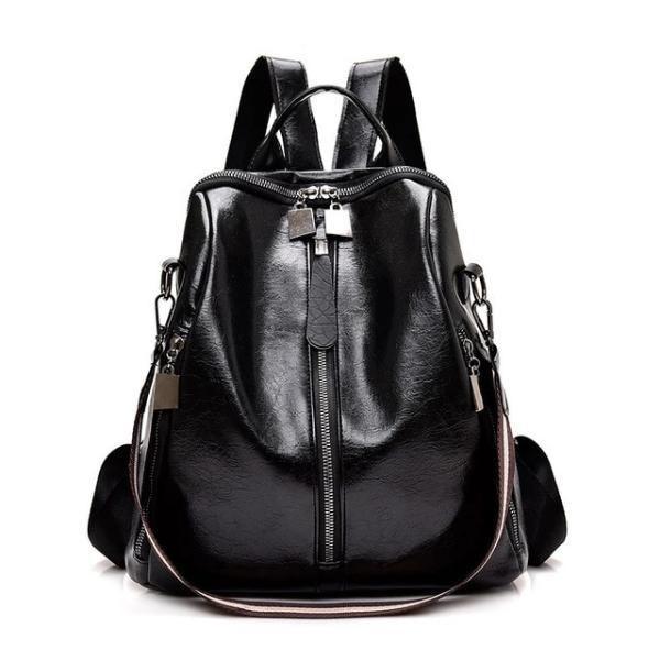 vegan leather black backpack