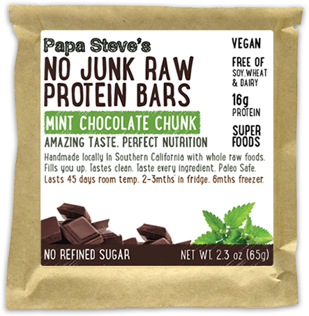 Mint Chocolate Chunk Raw/ Vegan/ Protein Bar (Box of10) – Steve's No Junk Raw Bars