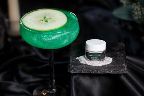 green color changing edible glitter apple cocktail