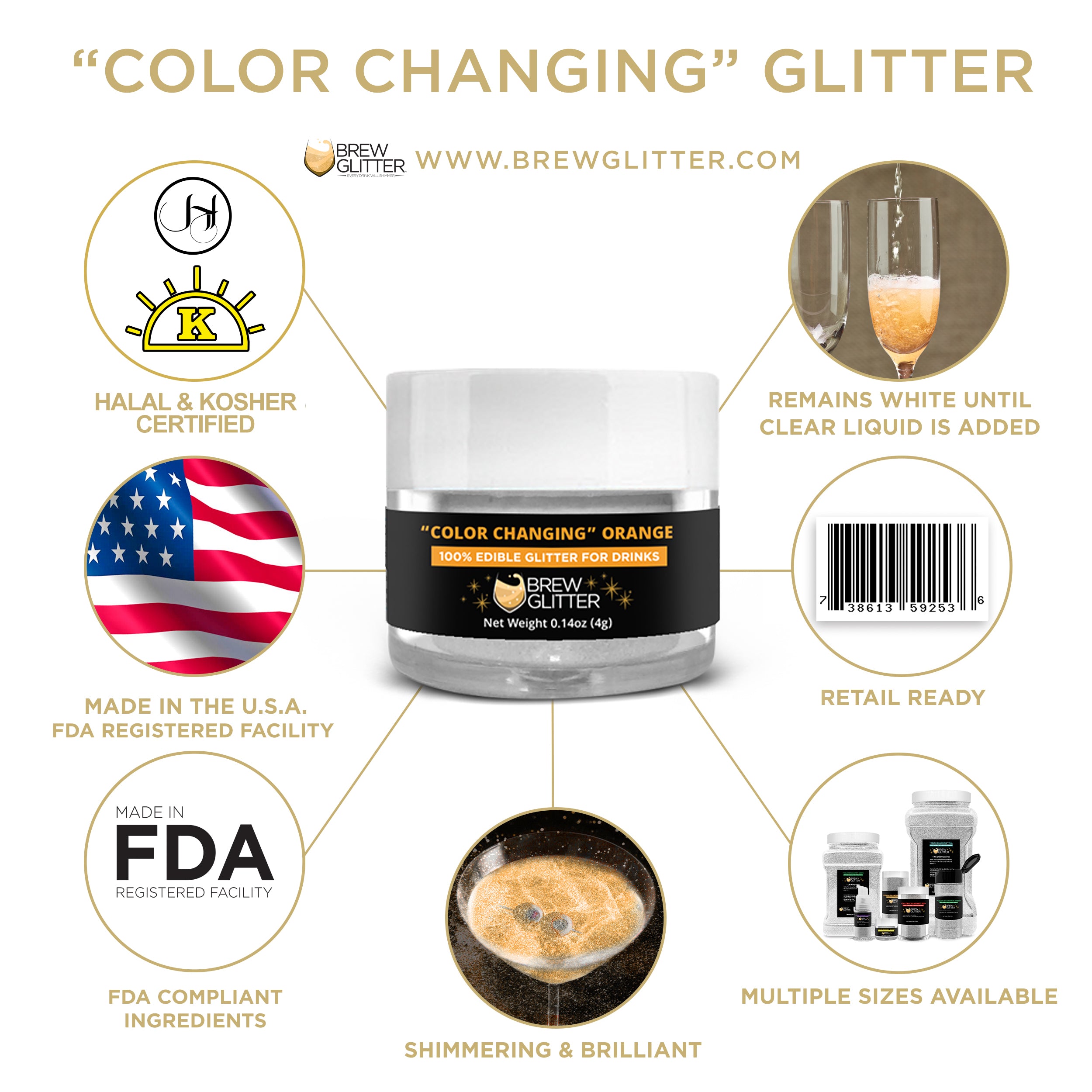 Color Changing Kosher & Halal Certified Beverage Glitter | Brewglitter.com