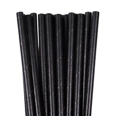 bundle of black satin straws for drinks