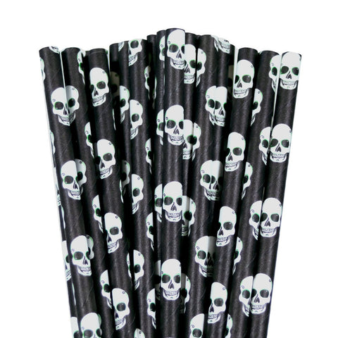 bulk halloween skull paper straws