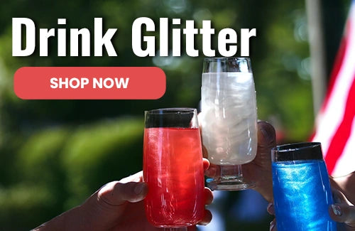 red white and blue glitter drinks