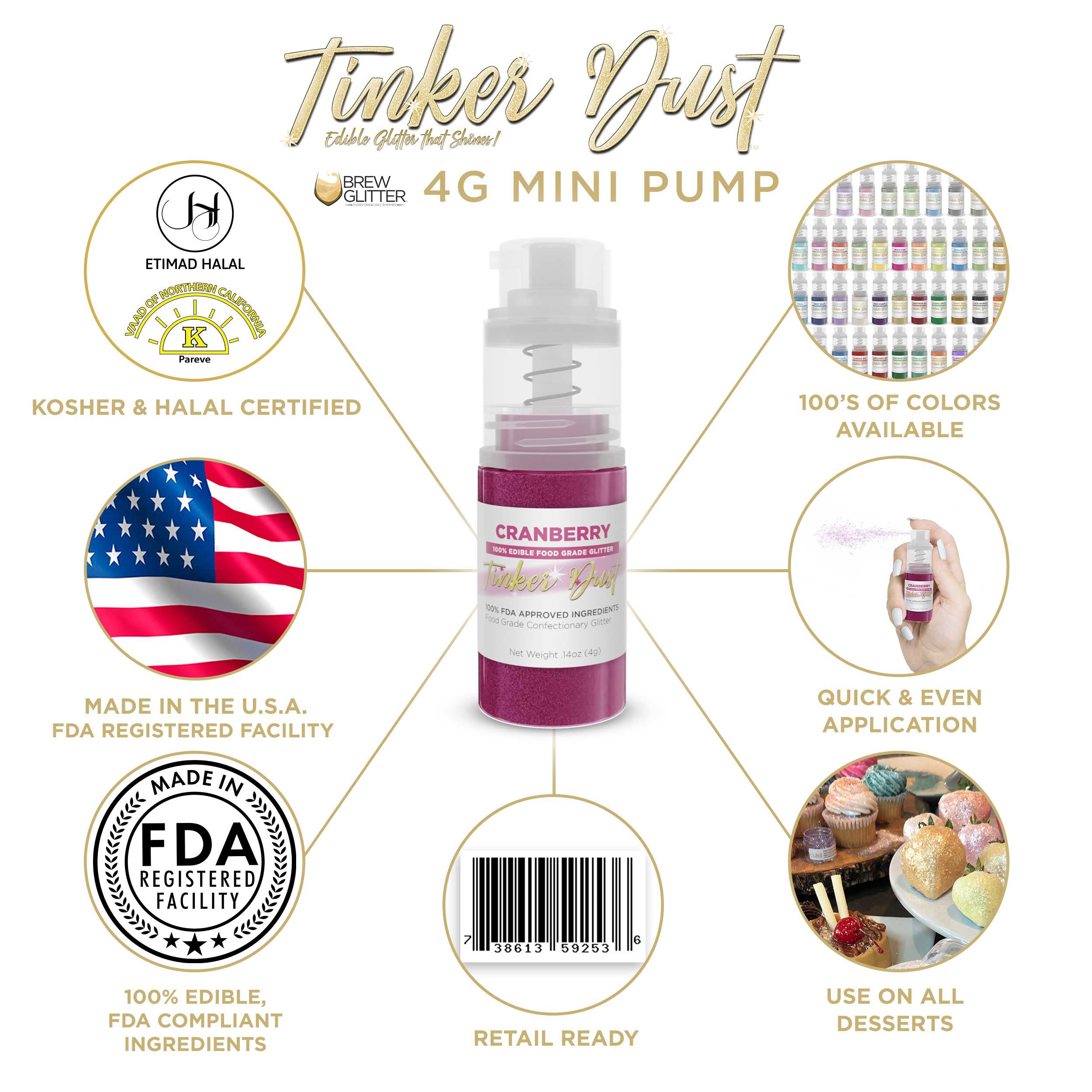 Cranberry Edible Glitter Spray 4g Pump | Tinker Dust®