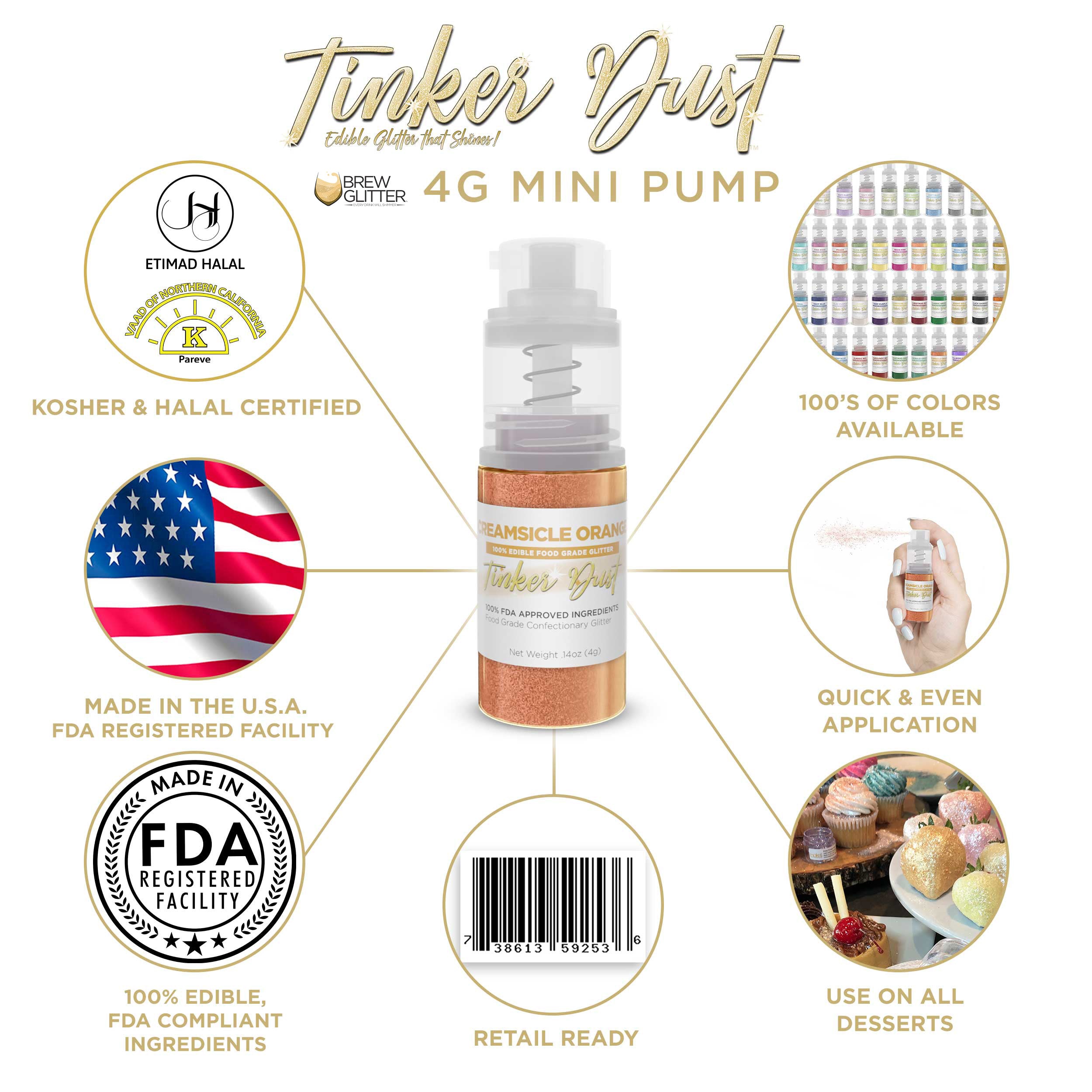 Creamsicle Orange Edible Glitter Spray 4g Pump | Tinker Dust®