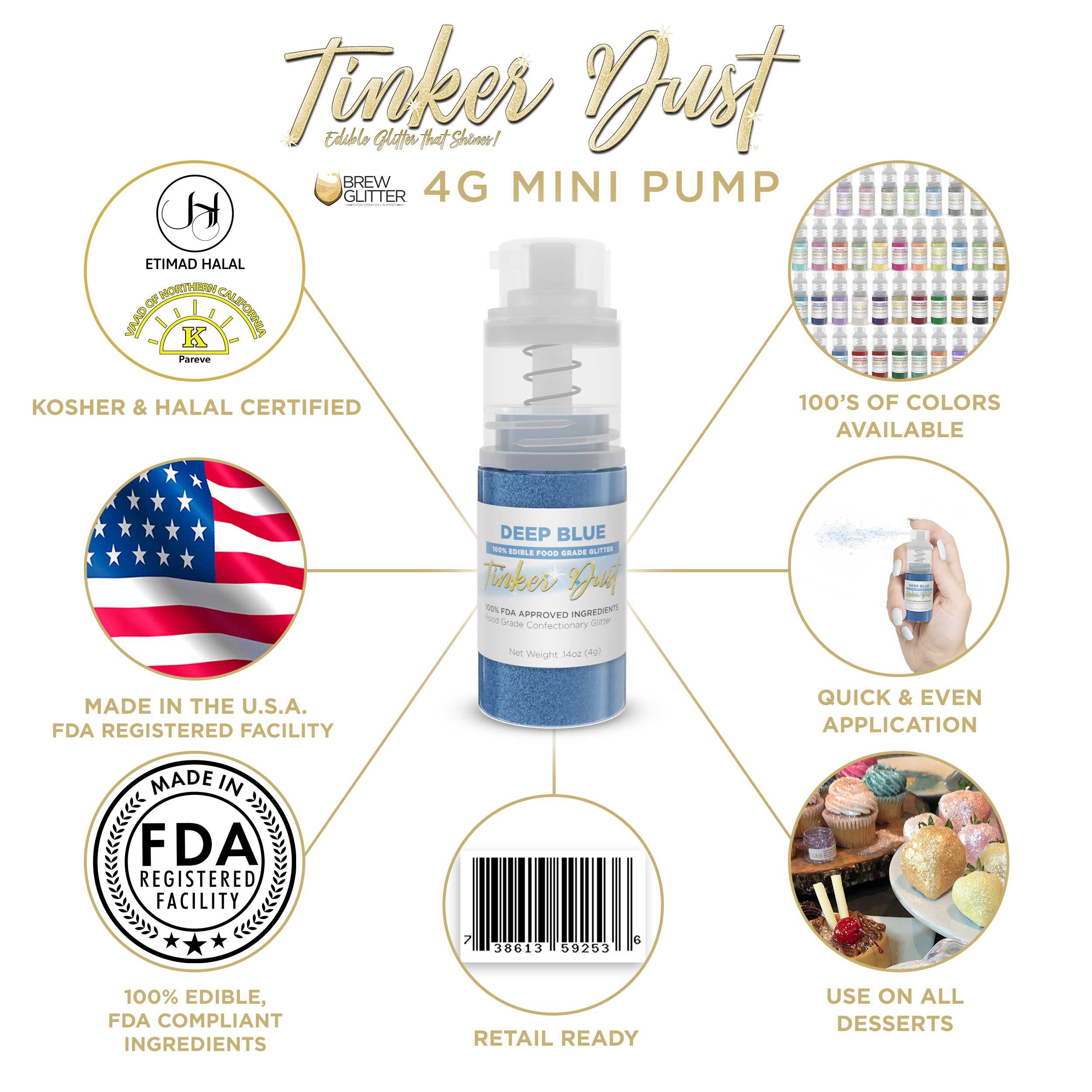 Deep Blue Edible Glitter Spray 4g Pump | Tinker Dust®