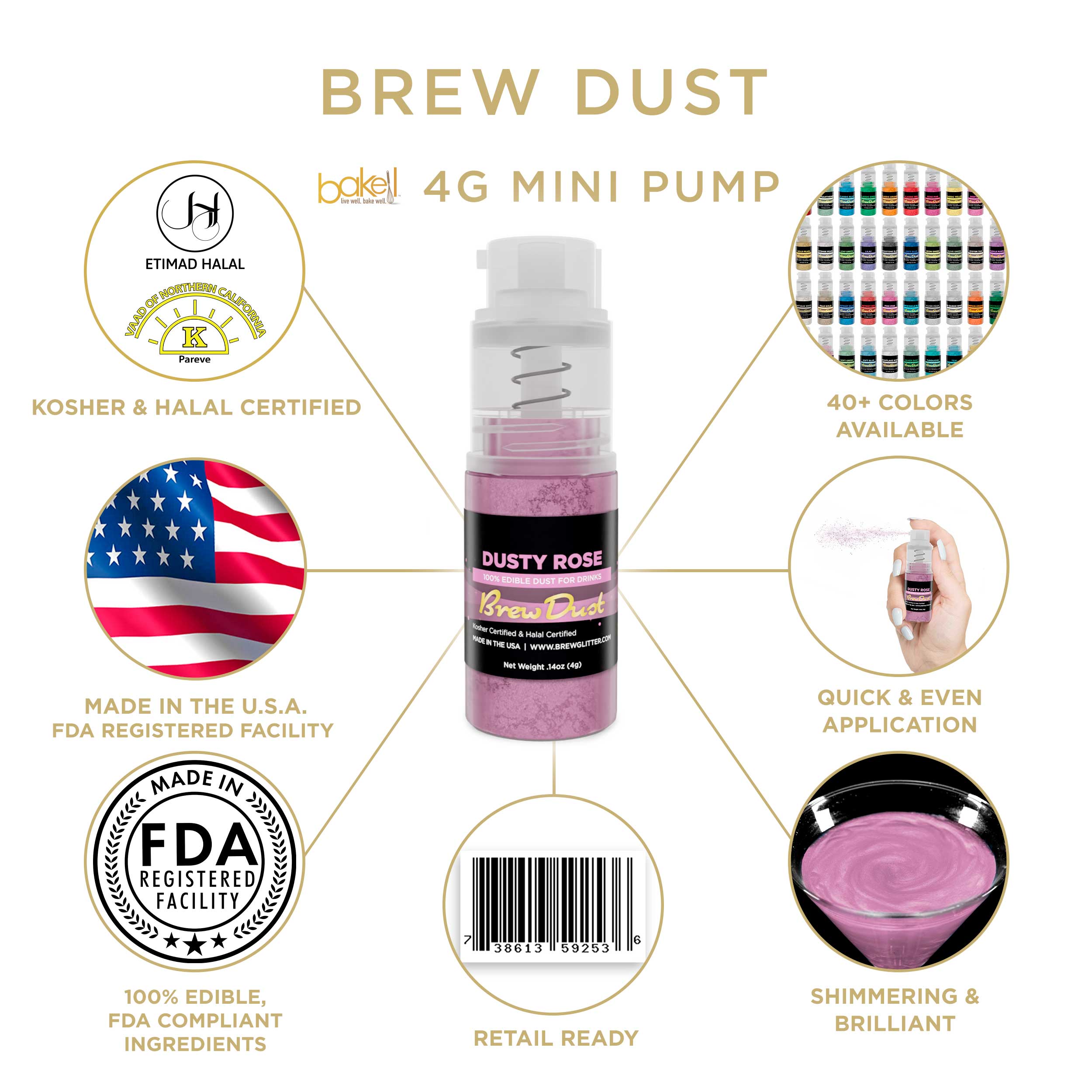 Dusty Rose Edible Brew Dust | Mini Spray Pump