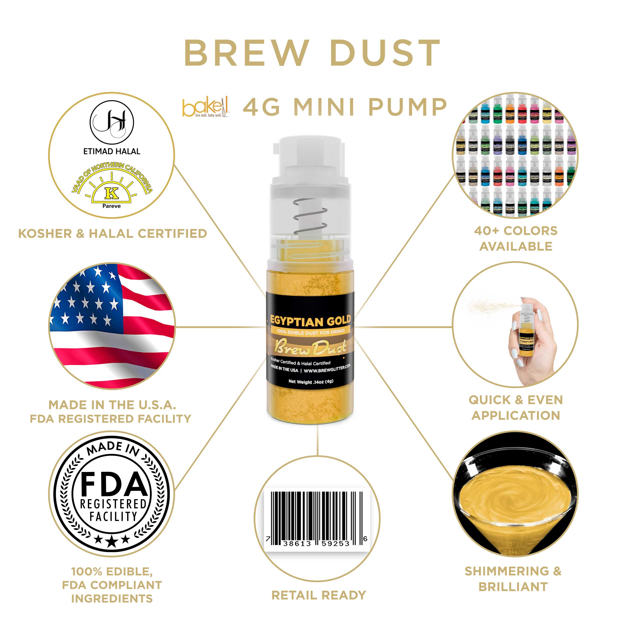 Egyptian Gold Edible Brew Dust | Mini Spray Pump | bakell.com