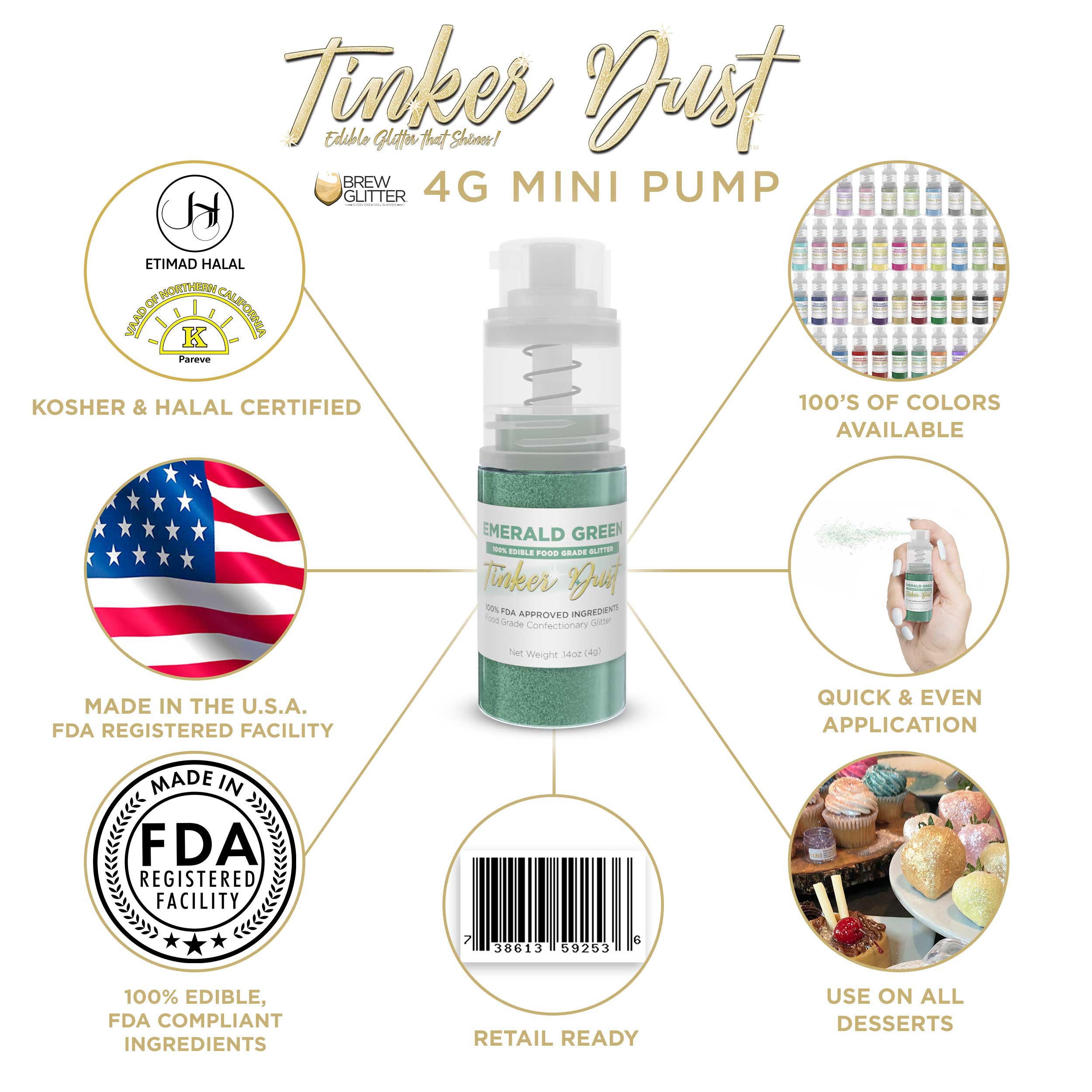 Emerald Green Edible Glitter Spray 4g Pump | Tinker Dust®