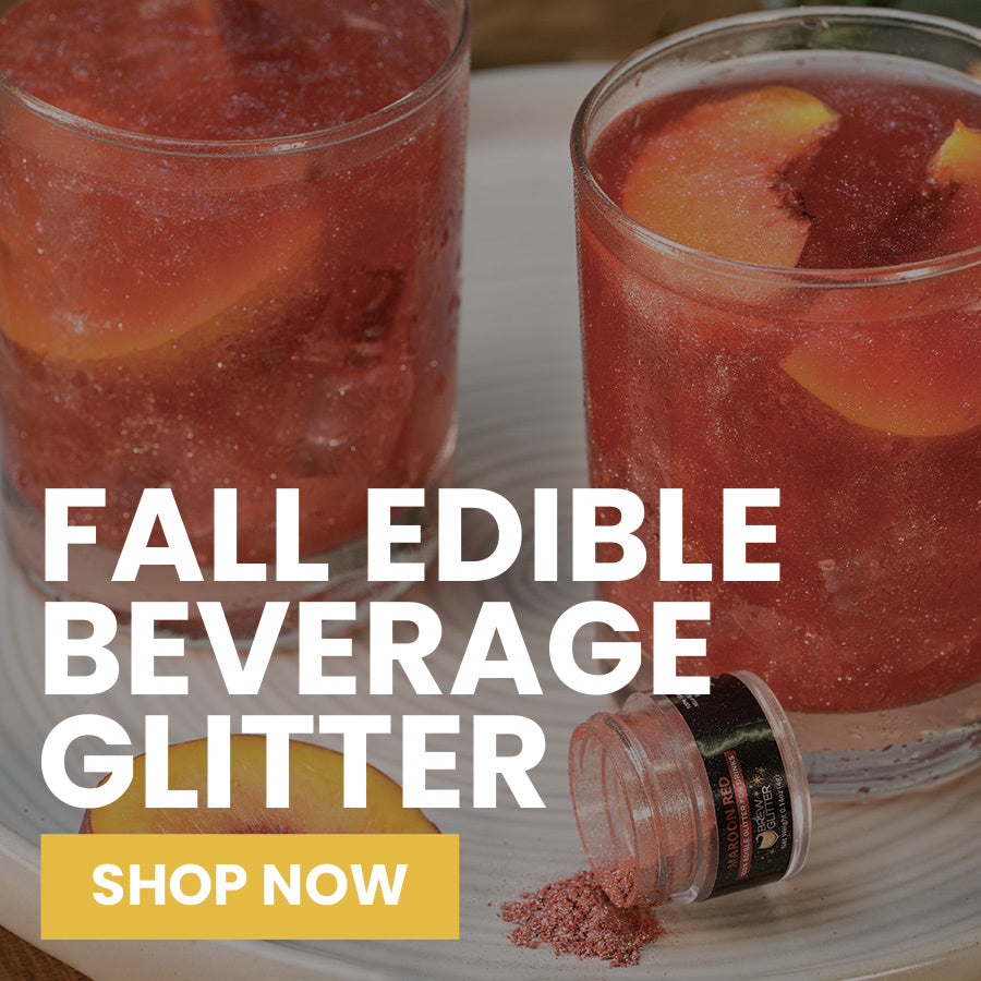 red shimmer drinks with fruit garnish