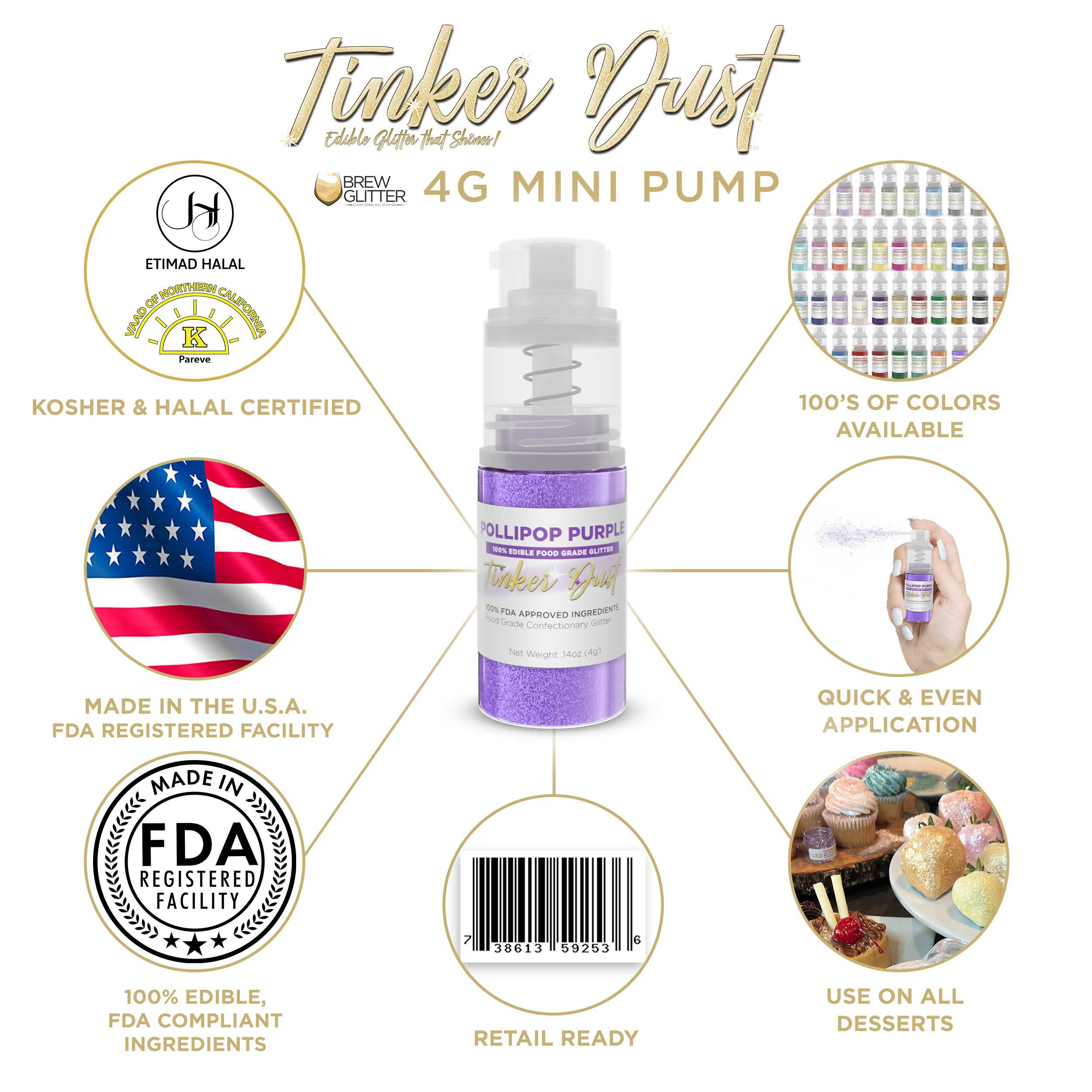 Pollipop Purple Edible Glitter Spray 4g Pump | Tinker Dust®