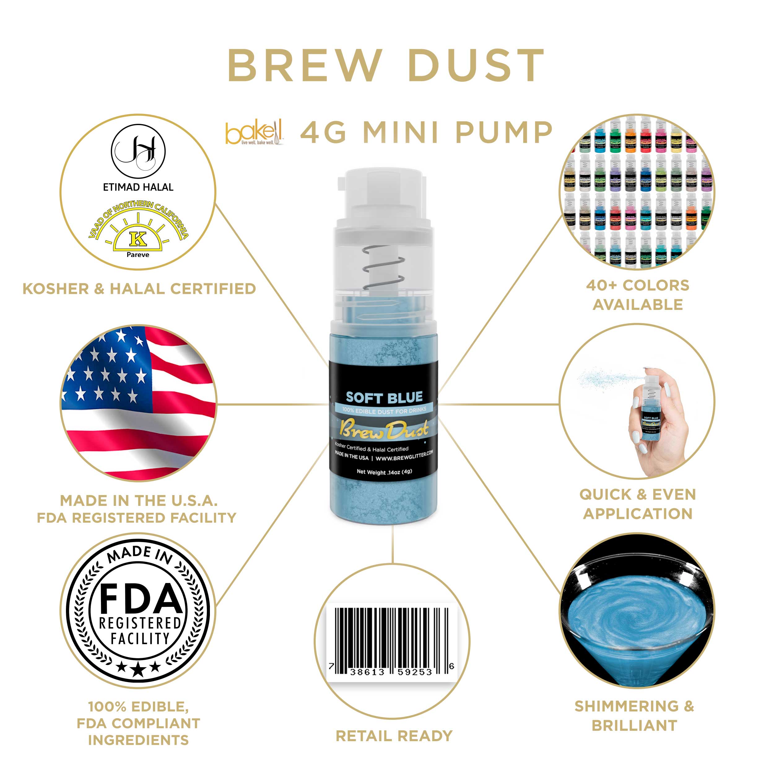 Soft Blue Edible Brew Dust | Mini Spray Pump