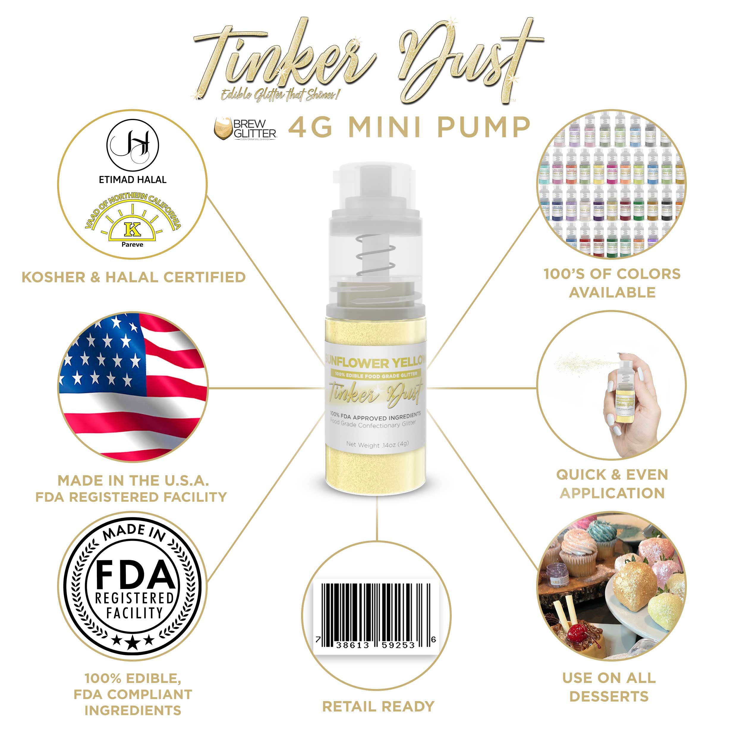 Sunflower Yellow Edible Glitter Tinker Dust Infographic | Brewglitter.com