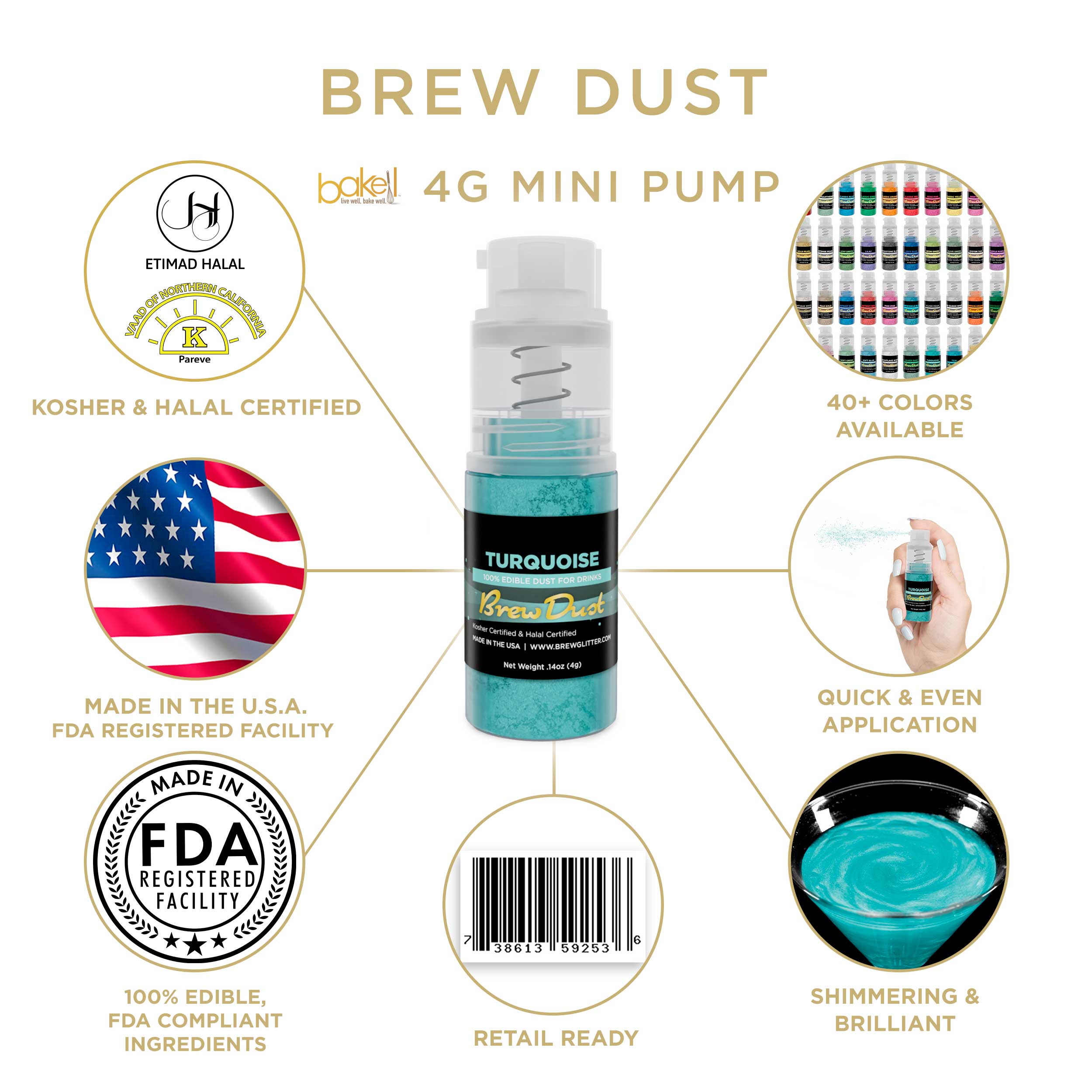 Turquoise Edible Brew Dust | Mini Spray Pump