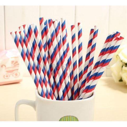 Red, White and Blue 4th of July Candy Cane Stripes Stirring Straws | Bulk Sizes-Brew Glitter®