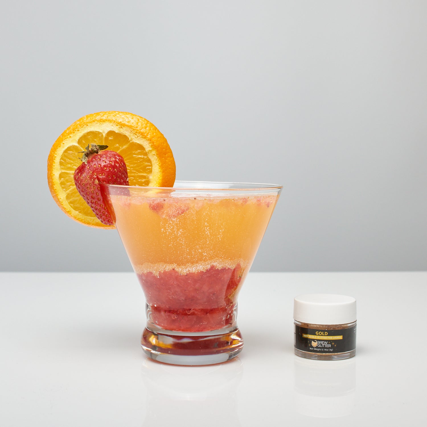 Strawberry Rum Daiquiri using Gold Brew Glitter