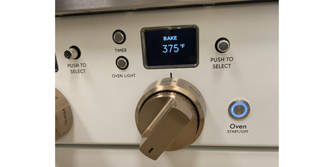 Picture of the oven that is set to 375°