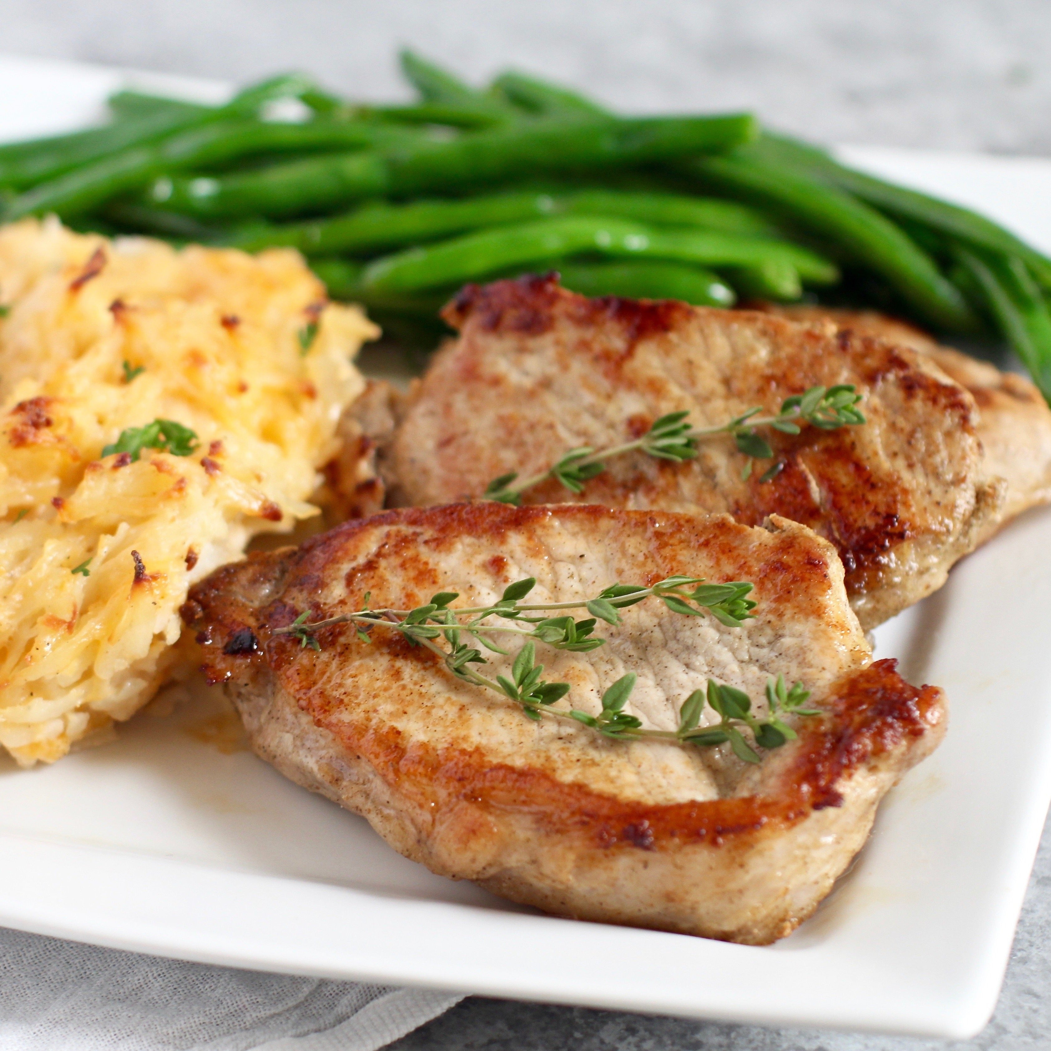Pork Chops with Three Cheese Potatoes – Let’s Dish!