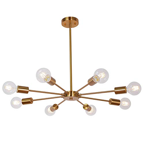 Sputnik Chandelier Brass 8 Lights Semi Flush Mount Ceiling Light