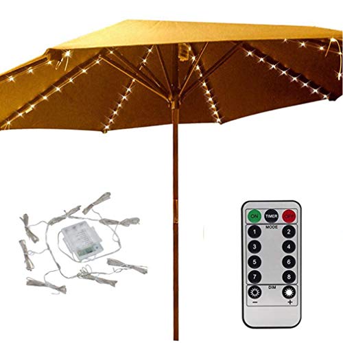 Yelos Yelos Patio Umbrella Lights With Remote Amp Timer 8 Mode 104 Led Lights With Battery Operated For Umbrellas Camping Tents Or Outdoor Decorations Warm White