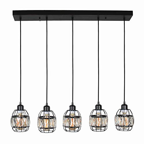 Baiwaiz Modern Crystal Cage Linear Chandelier Lighting Metal And