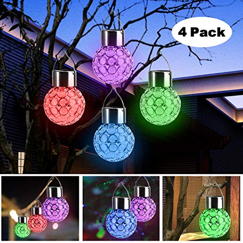 Lampelc Solar Hanging Lantern Light 4 Pack Color Changing Hanging Li