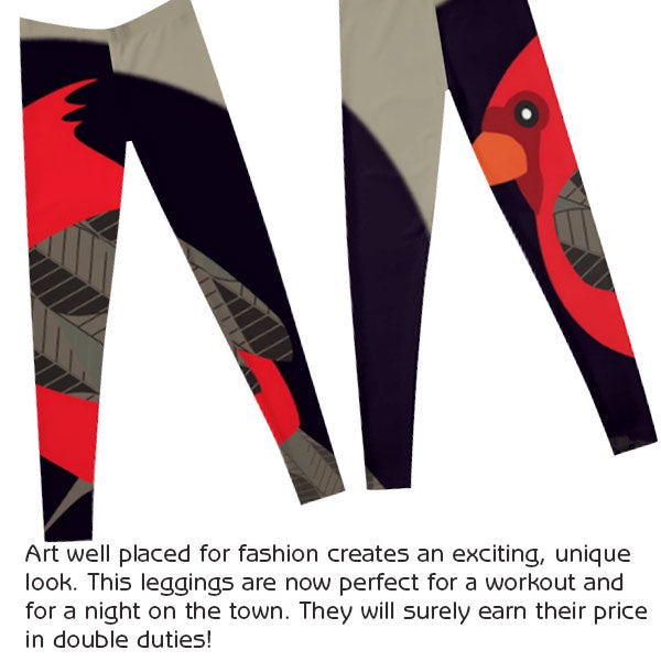 Cardinal Song illustration well placed on the leggings