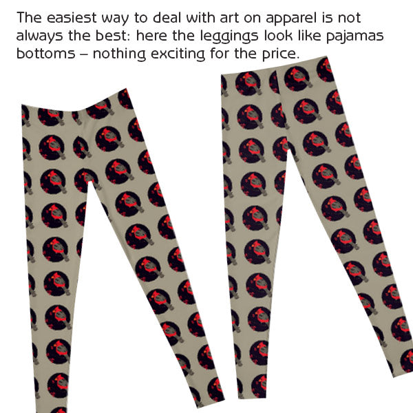 Cardinal Song illustration placed poorly on the leggings