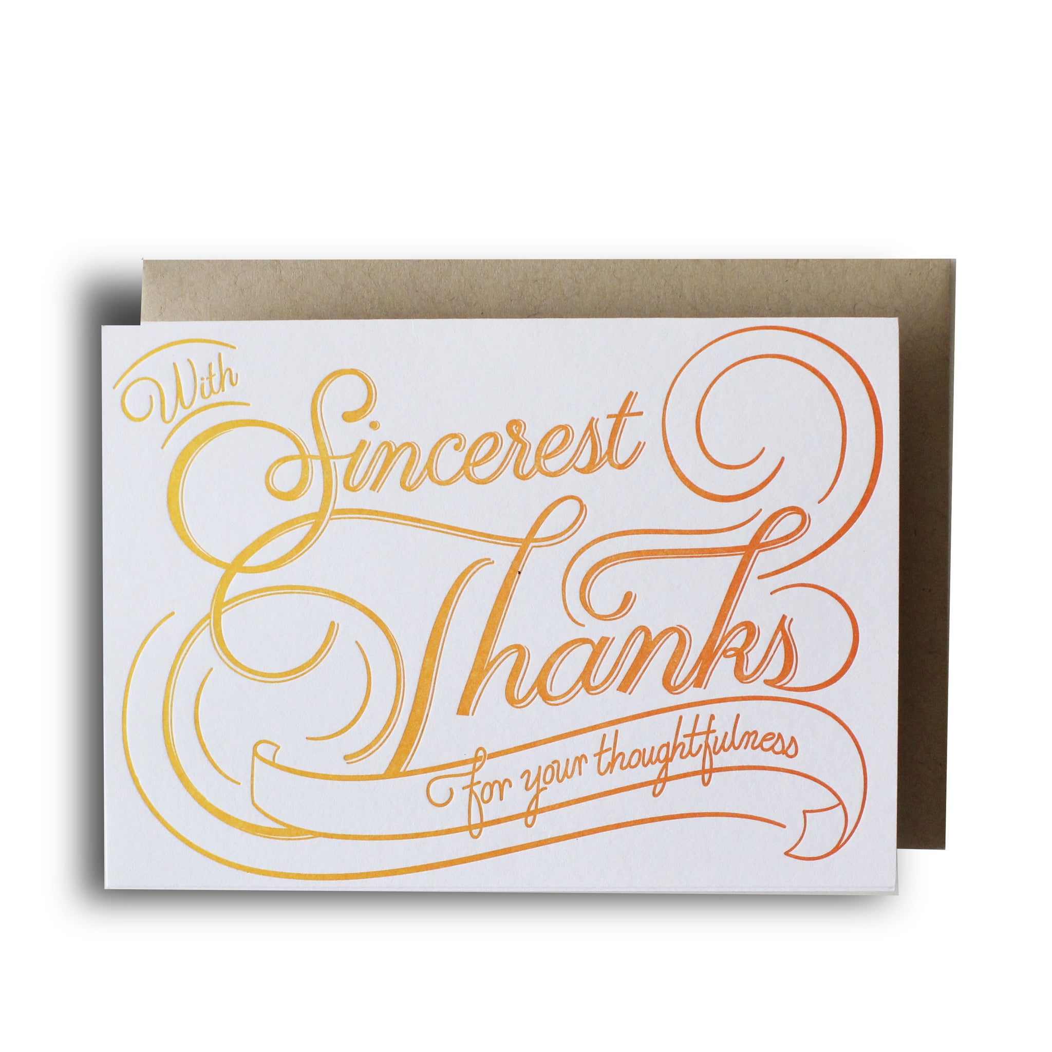 Sincerest Thanks Flourish Letterpress Card Igloo Letterpress