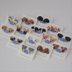 Group photo of several dog breed handmade earrings sets