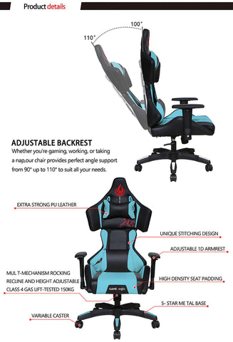 Gaming Chair with Adjustable Backrest
