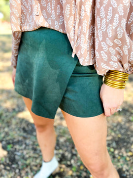 Faux Suede Wrap Skirt