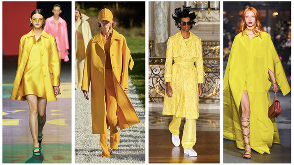 manequin defilé mode fashion week tenue jaune