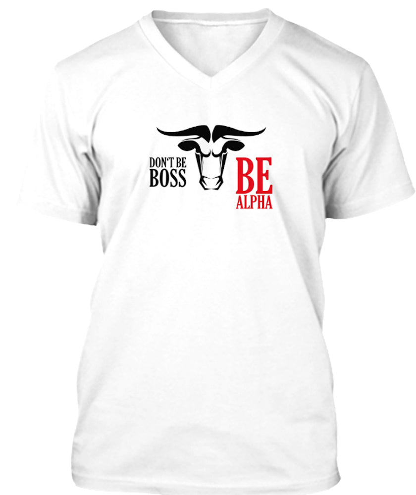 Herren T-Shirt - mit V-Ausschnitt M / Weiß / Bull