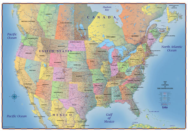 map of us and canada Trucker S Wall Map Of Canada United States And Northern Mexico map of us and canada