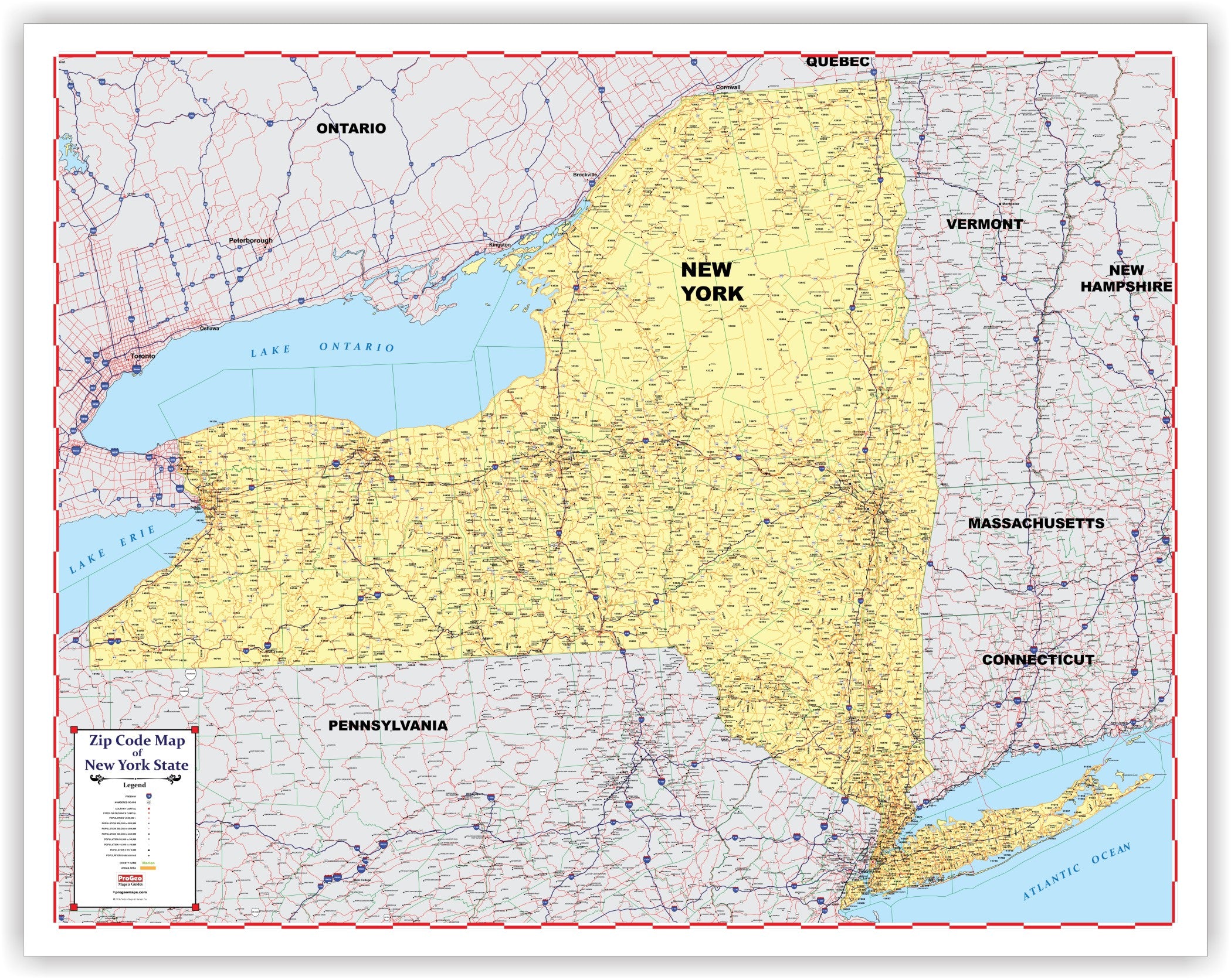 zip code map new york Zip Code Wall Map Of New York State New 2019 Version 60 X 47 zip code map new york