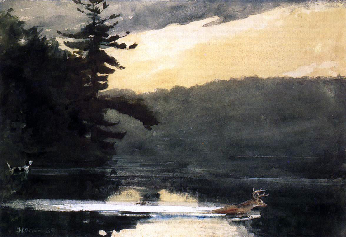 Deer in the Adirondacks by Winslow Homer - Canvas Art Print