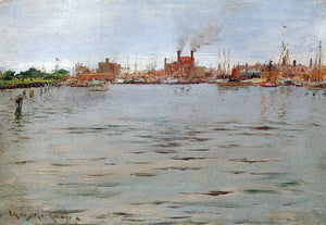  William Merritt Chase A Harbor Scene, Brooklyn Docks - Canvas Art Print